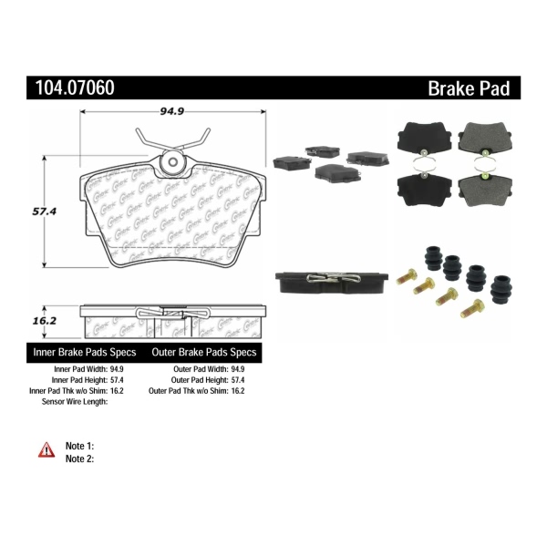 Centric Posi Quiet™ Semi-Metallic Rear Disc Brake Pads 104.07060