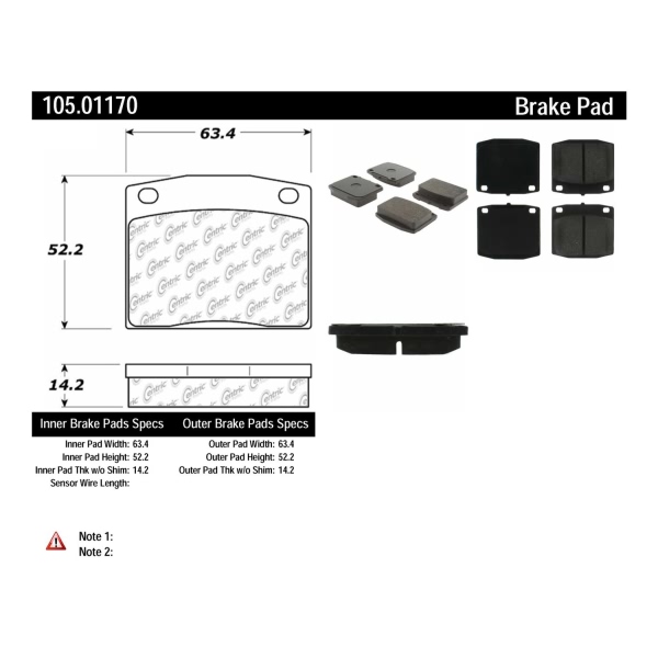 Centric Posi Quiet™ Ceramic Front Disc Brake Pads 105.01170