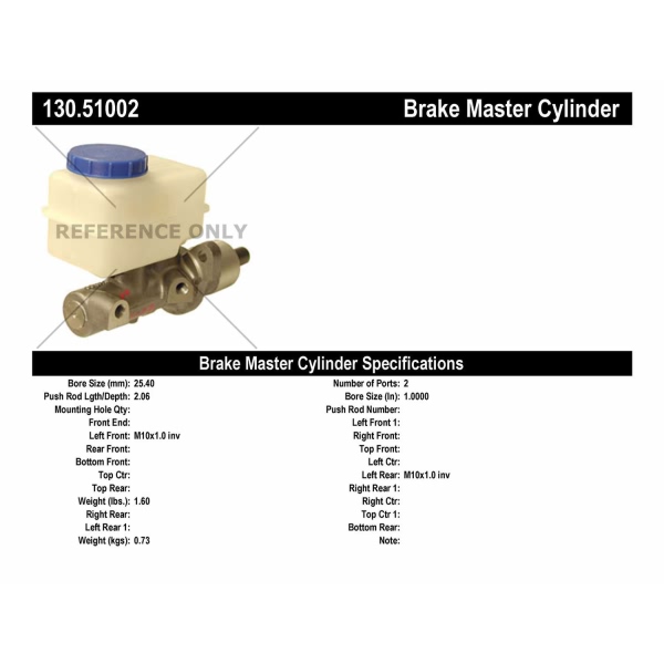 Centric Premium Brake Master Cylinder 130.51002