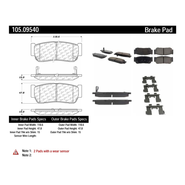 Centric Posi Quiet™ Ceramic Rear Disc Brake Pads 105.09540