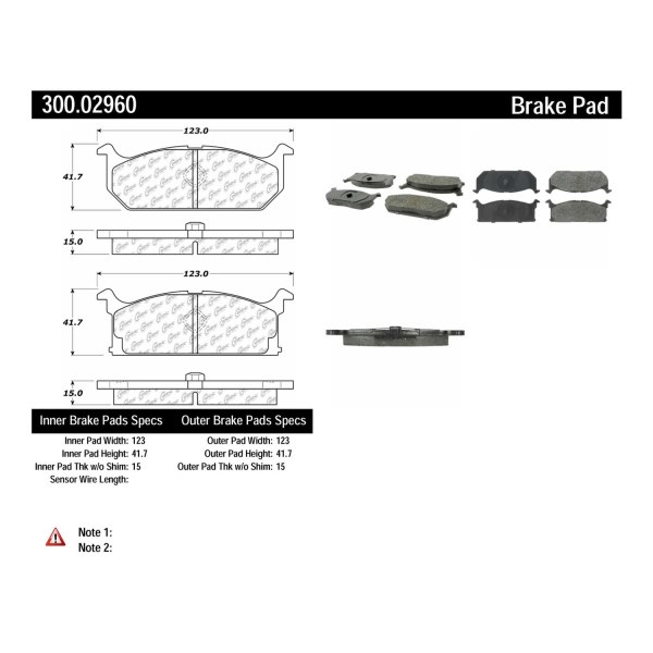 Centric Premium Semi-Metallic Front Disc Brake Pads 300.02960