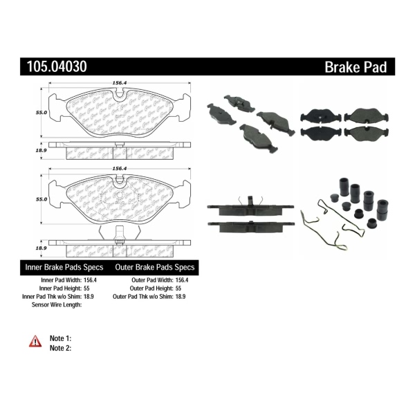 Centric Posi Quiet™ Ceramic Front Disc Brake Pads 105.04030