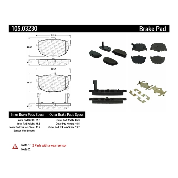 Centric Posi Quiet™ Ceramic Rear Disc Brake Pads 105.03230