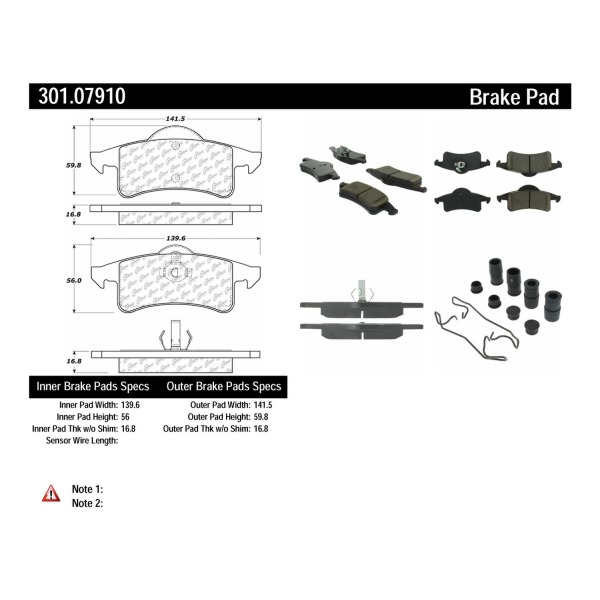 Centric Premium Ceramic Rear Disc Brake Pads 301.07910