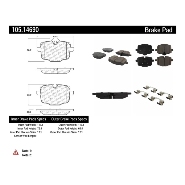 Centric Posi Quiet™ Ceramic Rear Disc Brake Pads 105.14690