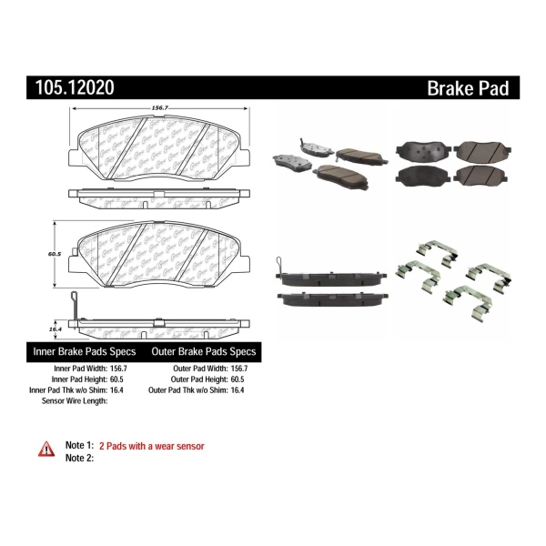 Centric Posi Quiet™ Ceramic Front Disc Brake Pads 105.12020