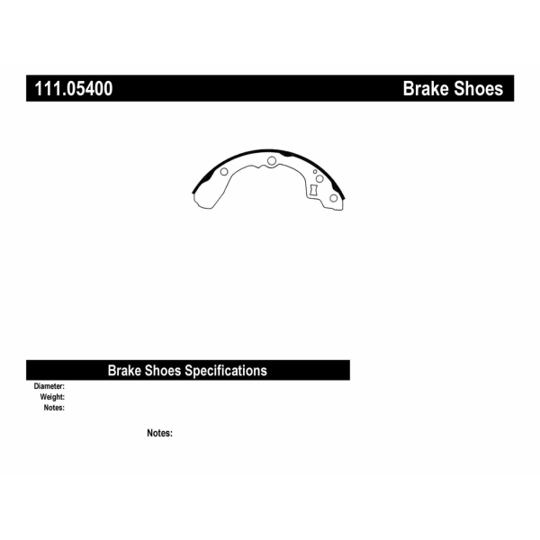 Centric Premium Rear Drum Brake Shoes 111.05400