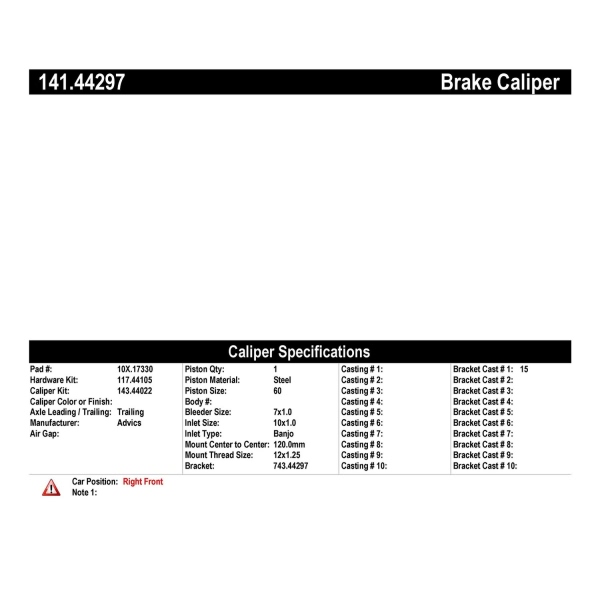 Centric Semi-Loaded Brake Caliper 141.44297