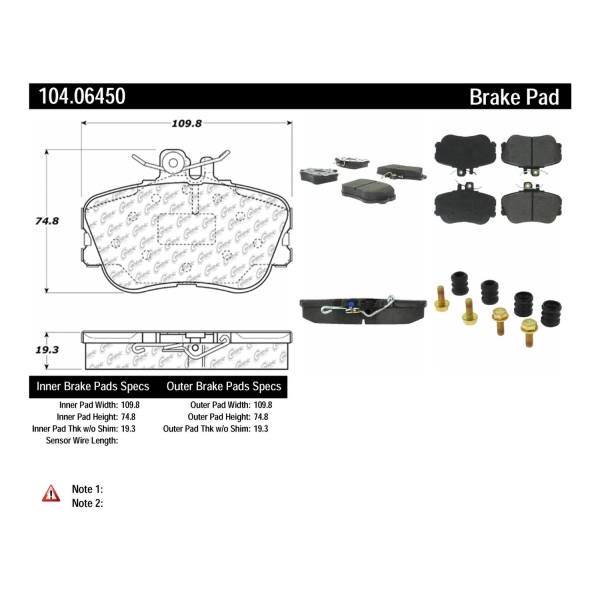 Centric Posi Quiet™ Semi-Metallic Front Disc Brake Pads 104.06450