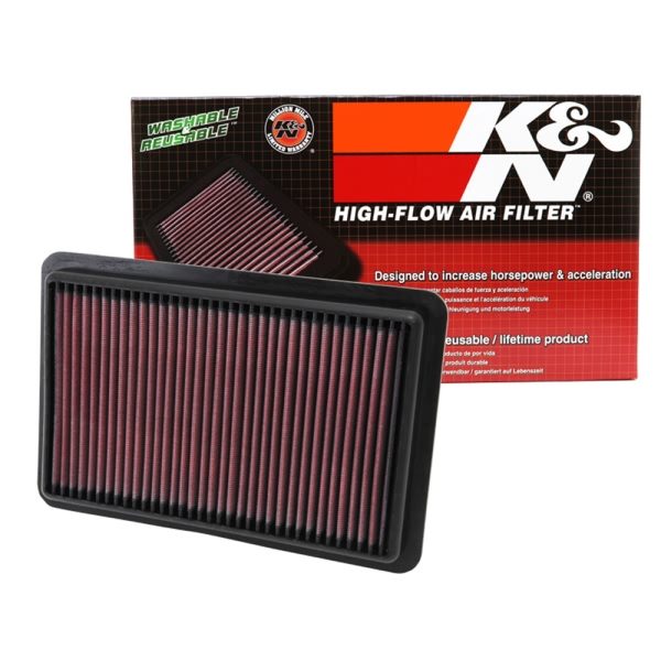 K&N 33 Series Panel Red Air Filter （10.75" L x 7.125" W x 1.188" H) 33-2480