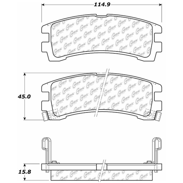 Centric Premium Semi-Metallic Rear Disc Brake Pads 300.04010