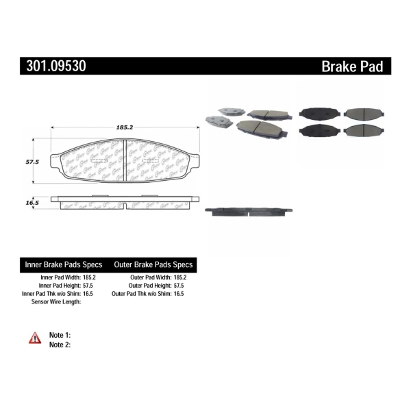 Centric Premium Ceramic Front Disc Brake Pads 301.09530