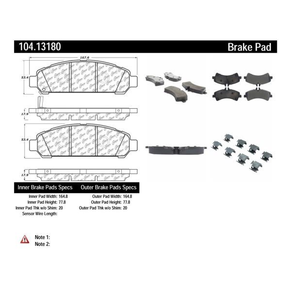 Centric Posi Quiet™ Semi-Metallic Rear Disc Brake Pads 104.13180