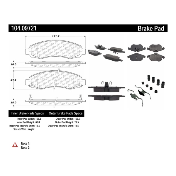 Centric Posi Quiet™ Semi-Metallic Front Disc Brake Pads 104.09721