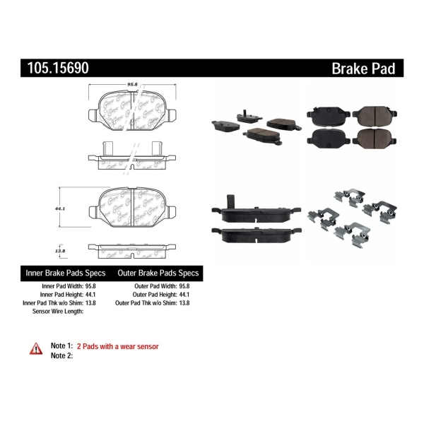 Centric Posi Quiet™ Ceramic Rear Disc Brake Pads 105.15690