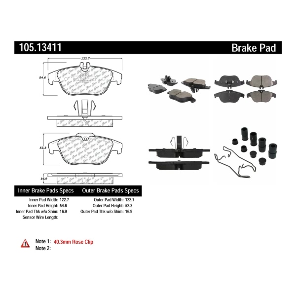Centric Posi Quiet™ Ceramic Rear Disc Brake Pads 105.13411