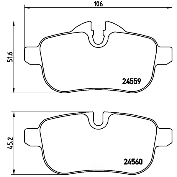 brembo Premium Low-Met OE Equivalent Rear Brake Pads P06062