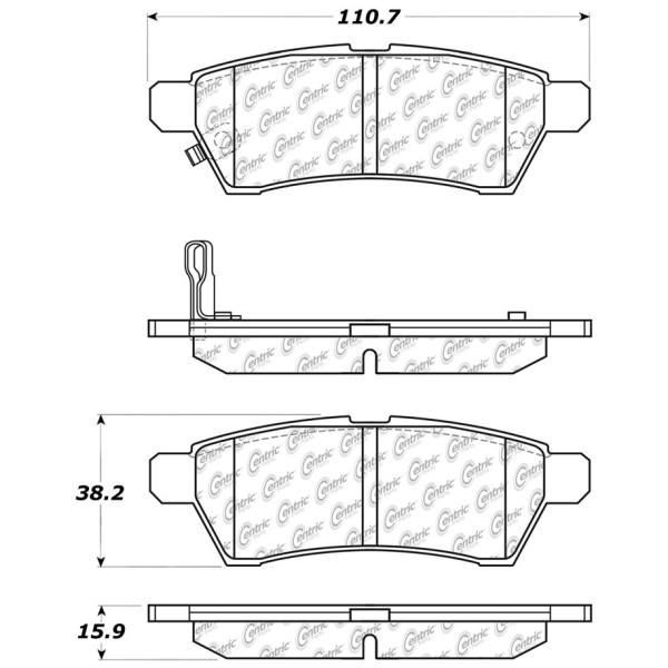 Centric Posi Quiet™ Ceramic Rear Disc Brake Pads 105.11000