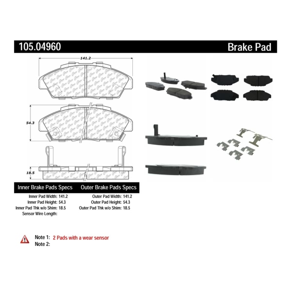 Centric Posi Quiet™ Ceramic Front Disc Brake Pads 105.04960