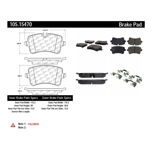 Centric Posi Quiet™ Ceramic Rear Disc Brake Pads 105.15470