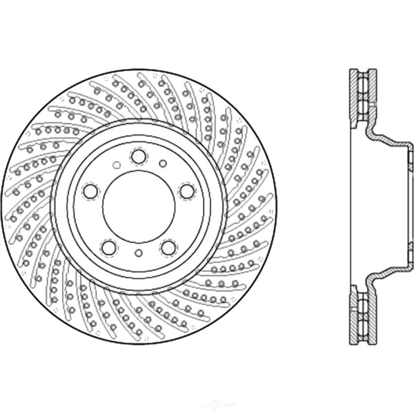 Centric SportStop Drilled 1-Piece Front Driver Side Brake Rotor 128.37080