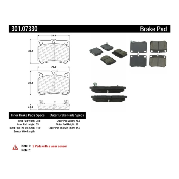 Centric Premium Ceramic Rear Disc Brake Pads 301.07330