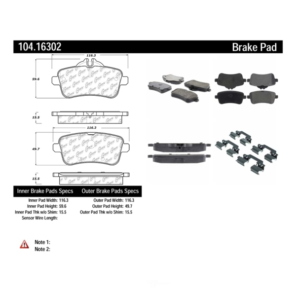 Centric Posi Quiet™ Semi-Metallic Rear Disc Brake Pads 104.16302