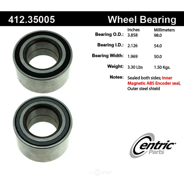 Centric Premium™ Front Driver Side Double Row Wheel Bearing 412.35005