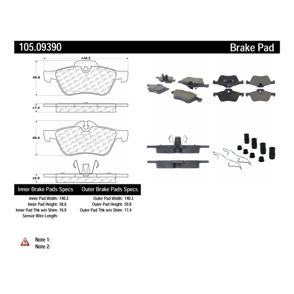 Centric Posi Quiet™ Ceramic Front Disc Brake Pads 105.09390