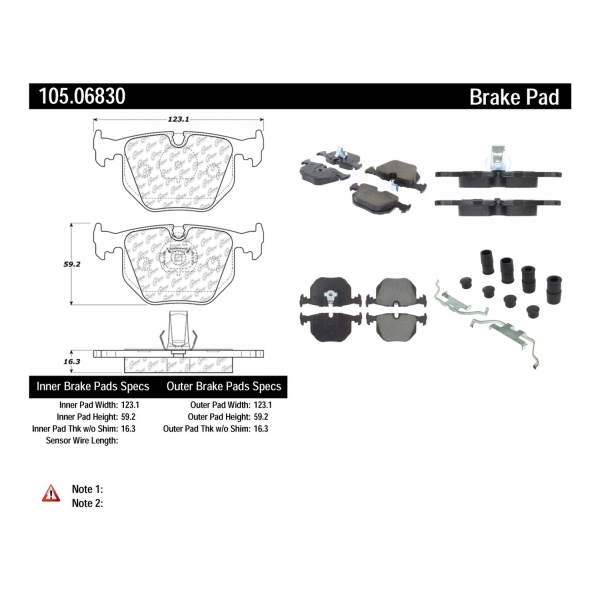 Centric Posi Quiet™ Ceramic Rear Disc Brake Pads 105.06830