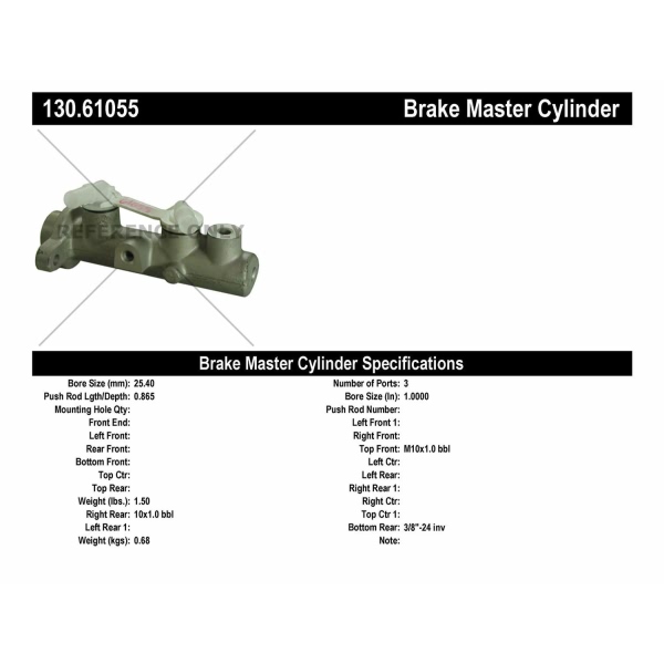 Centric Premium Brake Master Cylinder 130.61055