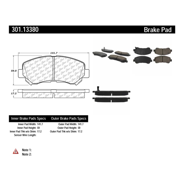 Centric Premium Ceramic Front Disc Brake Pads 301.13380