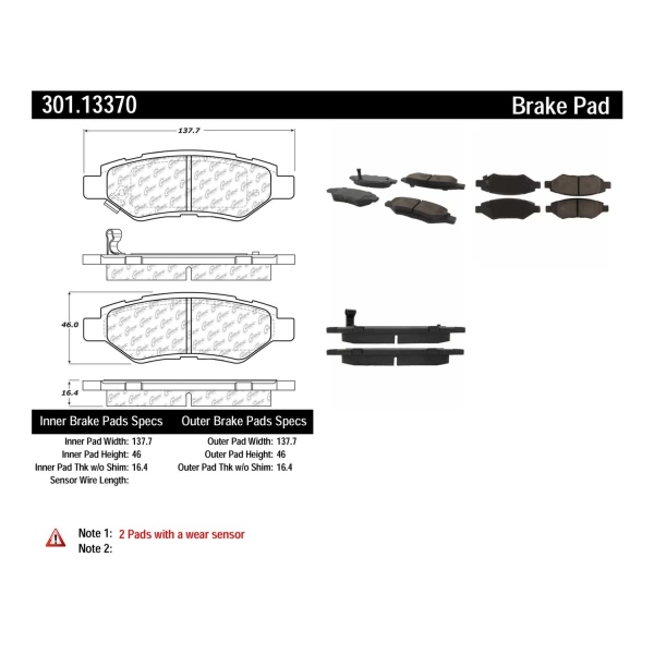 Centric Premium Ceramic Rear Disc Brake Pads 301.13370