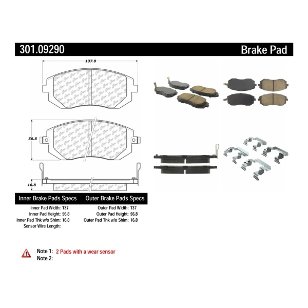 Centric Premium Ceramic Front Disc Brake Pads 301.09290