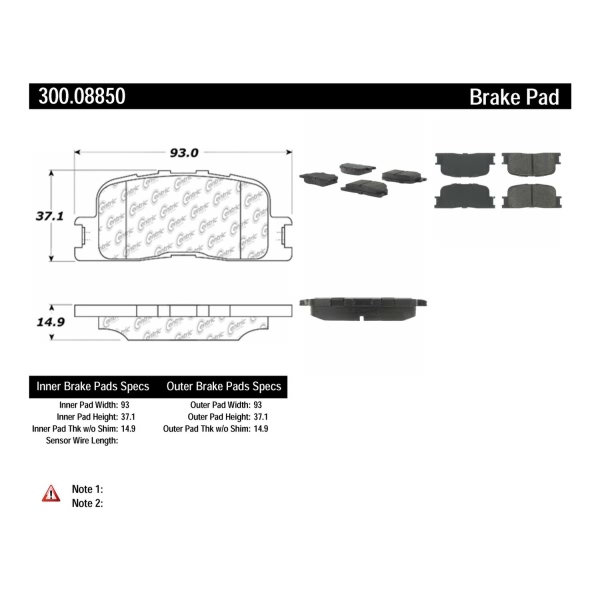 Centric Premium Semi-Metallic Rear Disc Brake Pads 300.08850