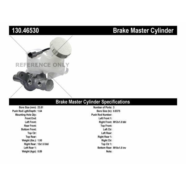 Centric Premium Brake Master Cylinder 130.46530