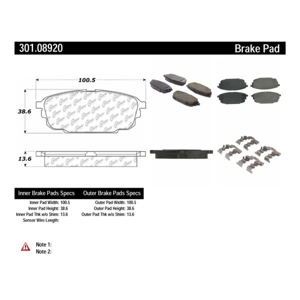 Centric Premium Ceramic Rear Disc Brake Pads 301.08920