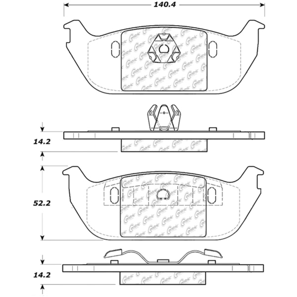 Centric Posi Quiet™ Semi-Metallic Rear Disc Brake Pads 104.09520