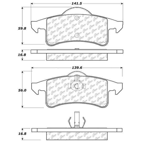 Centric Posi Quiet™ Extended Wear Semi-Metallic Rear Disc Brake Pads 106.07910