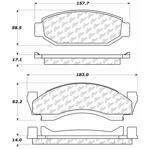 Centric Posi Quiet™ Semi-Metallic Front Disc Brake Pads 104.00500