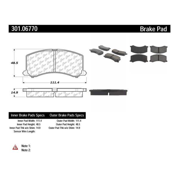 Centric Premium Ceramic Front Disc Brake Pads 301.06770