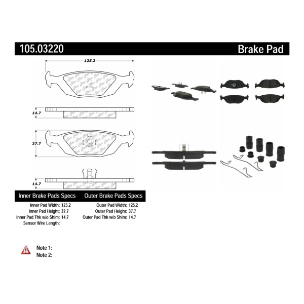 Centric Posi Quiet™ Ceramic Rear Disc Brake Pads 105.03220