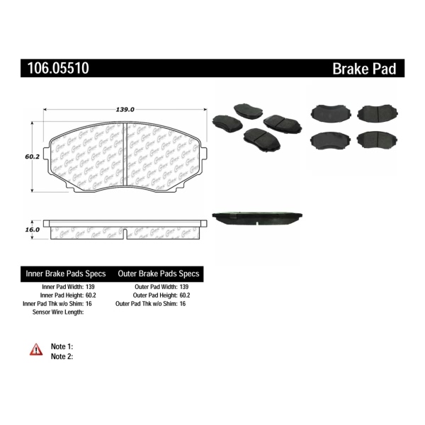 Centric Posi Quiet™ Extended Wear Semi-Metallic Front Disc Brake Pads 106.05510