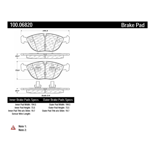 Centric Original Equipment Formula Brake Pads With Hardware 100.06820