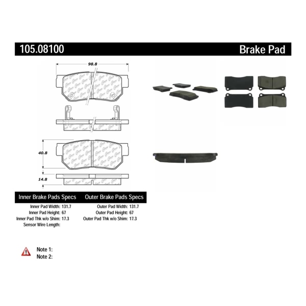 Centric Posi Quiet™ Ceramic Front Disc Brake Pads 105.08100