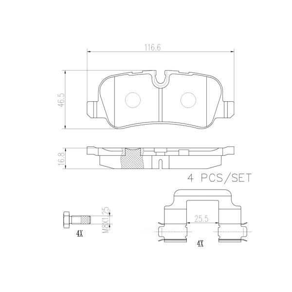 brembo Premium Ceramic Rear Disc Brake Pads P44013N