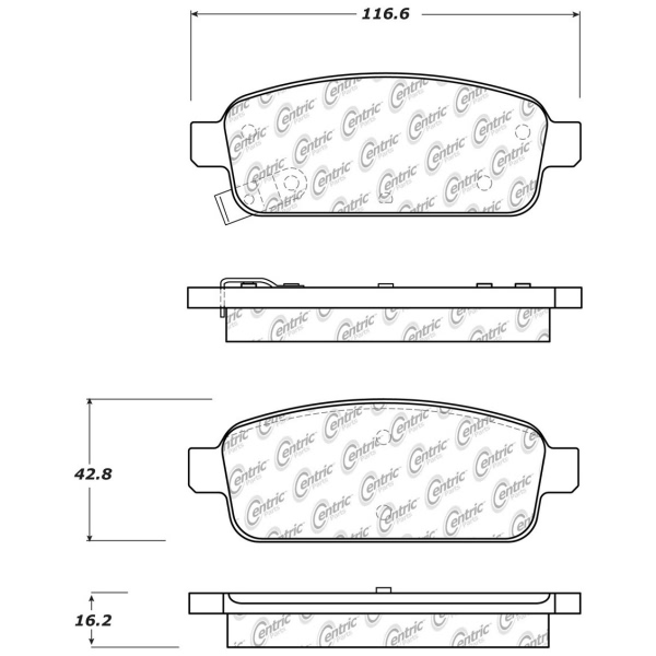 Centric Posi Quiet™ Ceramic Rear Disc Brake Pads 105.14680