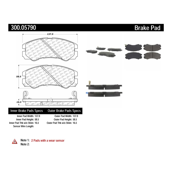 Centric Premium Semi-Metallic Front Disc Brake Pads 300.05790