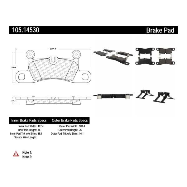 Centric Posi Quiet™ Ceramic Rear Disc Brake Pads 105.14530