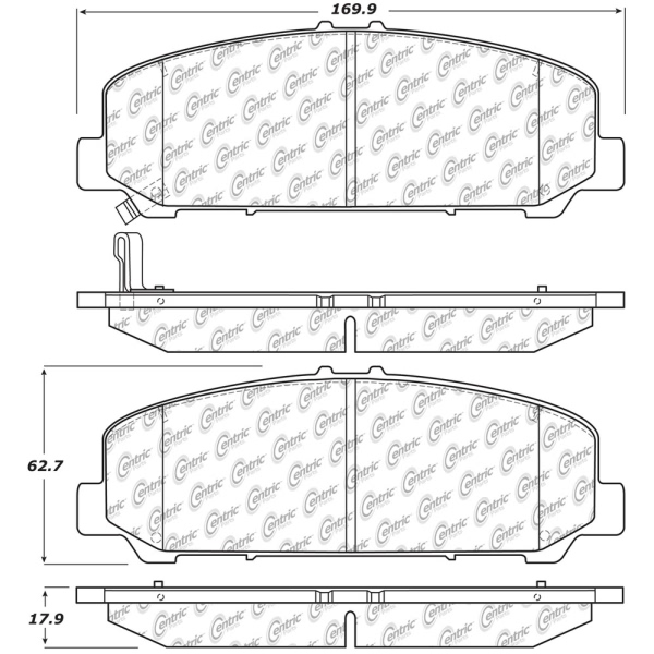 Centric Posi Quiet™ Extended Wear Semi-Metallic Front Disc Brake Pads 106.15090